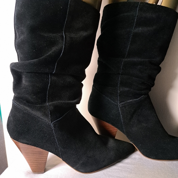 Kensie Shoes - Kensie Black Heeled Sloushy Suede‎ Boots  Women Size 10M ***TRENDING***